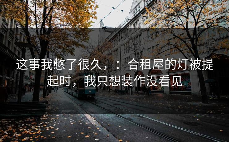 这事我憋了很久，：合租屋的灯被提起时，我只想装作没看见