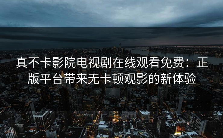 真不卡影院电视剧在线观看免费：正版平台带来无卡顿观影的新体验